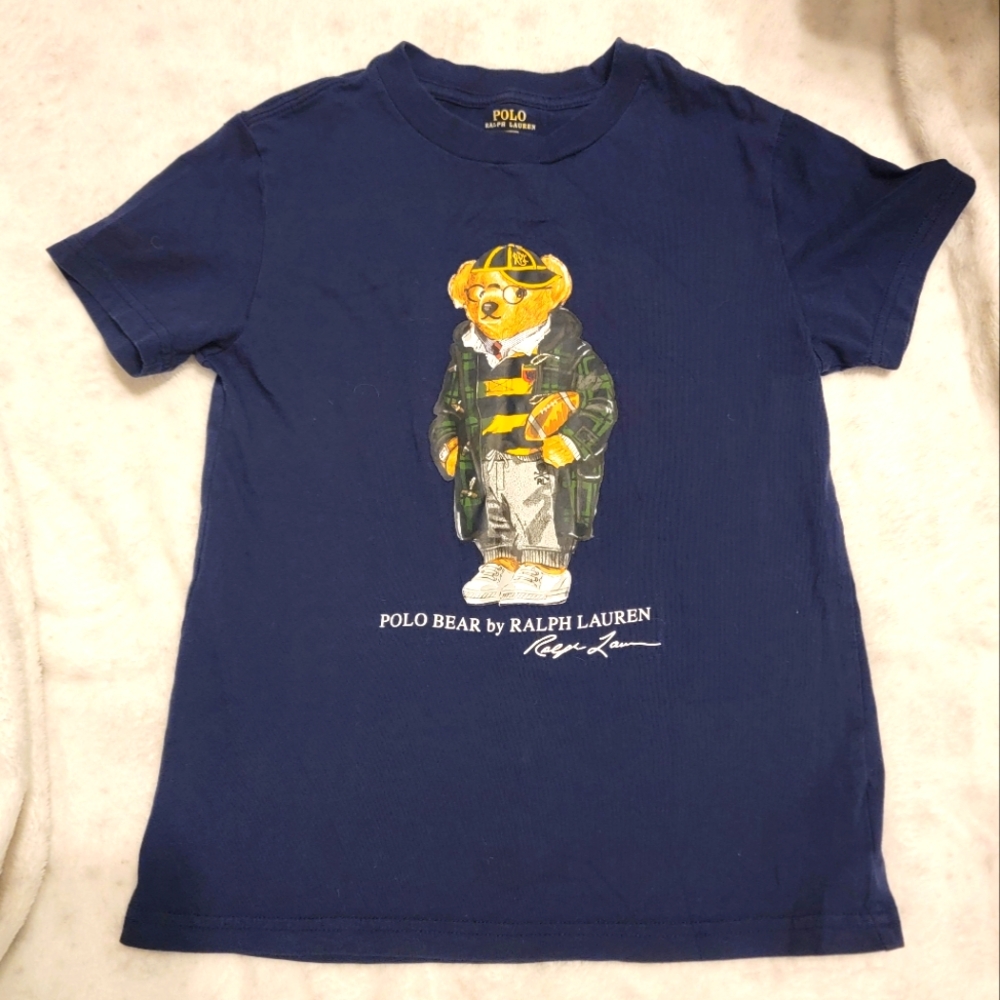 Polo Bear by Ralph Lauren Navy Blue Football Shirt Boys Size 7